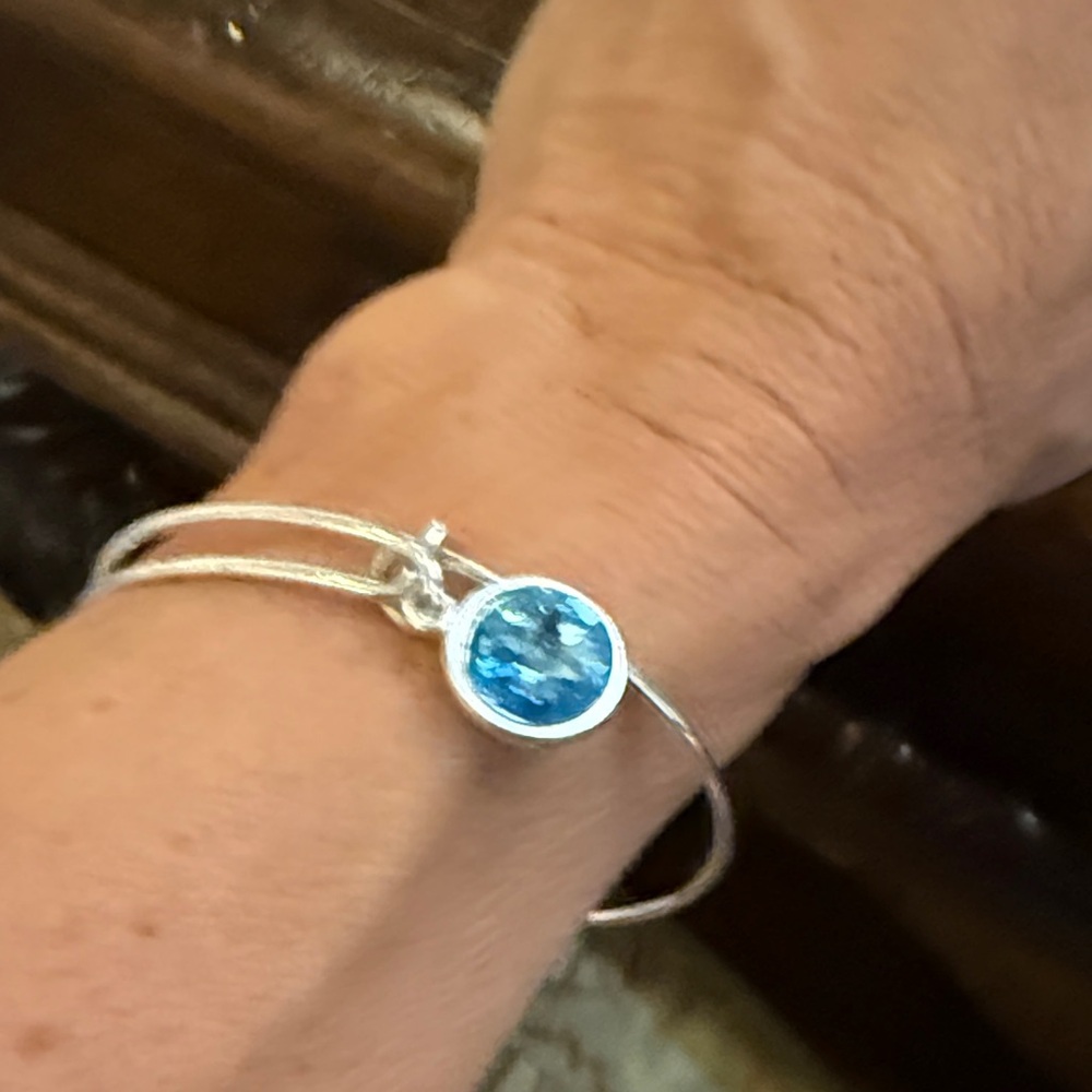 Alex and Ani Silver Bracelet with Blue Charm